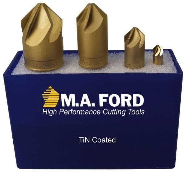 M.A. Ford - 4 Piece, 1/4 to 1" Head Diam, 82° Included Angle, Single End Countersink Set - Exact Tooling