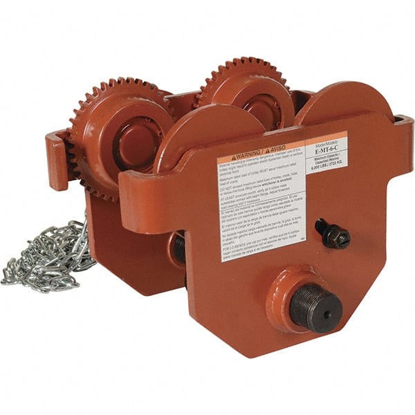 Vestil - 3 Ton Capacity Low Profile Manual Trolley - 3" to 8" Flange Width - Exact Tooling