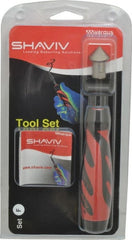 Shaviv - 3 Piece, High Speed Steel Blade, Hand Deburring Tool Set - F Blade Holder, For Hole Edge - Exact Tooling