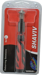 Shaviv - 3 Piece, High Speed Steel Blade, Hand Deburring Tool Set - FR Blade Holder, For Hole Edge - Exact Tooling