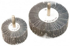 Camel Grinding Wheels - 1" Diam x 1" Face Width, Medium Zirconia Alumina Coated Mounted Flap Wheel - 1/4" Shank Mount, 80 Grit, Cloth Backing, 30,000 Max RPM - Exact Tooling