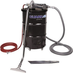 Guardair - 55 Gal Steel Tank, Air Powered Pneumatic Canister Wet/Dry Vacuum - 10 Peak hp, 20' Hose Fitting, Cartridge Filter, Accessories Included - Exact Tooling