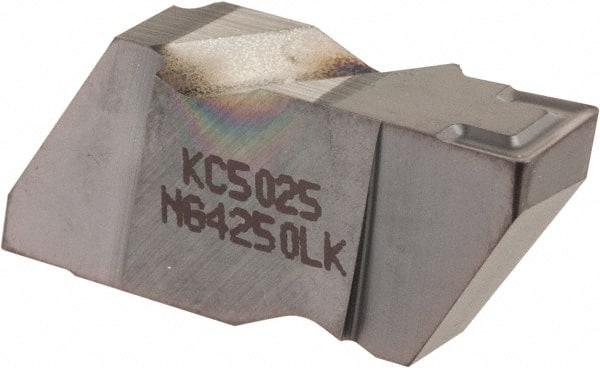 Kennametal - 4250NG K Grade KC5025, 6.35mm Cutting Width Carbide Grooving Insert - 6.35mm Max Depth of Cut, Left Hand, 0.57mm Corner Radius, TiAlN Finish - Exact Tooling