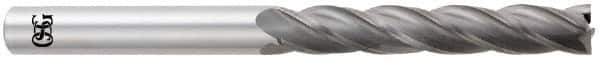 OSG - 1/4", 1-1/2" LOC, 1/4" Shank Diam, 6" OAL, 4 Flute, Solid Carbide Square End Mill - Single End, Uncoated, Spiral Flute, 30° Helix, Centercutting, Right Hand Cut, Right Hand Flute, Series 484 - Exact Tooling