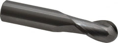 OSG - 3/8" Diam, 5/8" LOC, 2 Flute Solid Carbide Ball End Mill - Uncoated, Single End, 2" OAL, 3/8" Shank Diam, Spiral Flute - Exact Tooling
