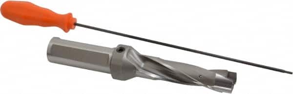 Kennametal - 26.59 to 27.09mm Diam, 3xD, 84.07mm Max Depth, 1-1/4" Shank Diam, 117.09mm Flute, 222.25mm OAL, Replaceable Tip Drill - KSEM1047 Insert, 6 Seat Size, Series KSEM - Exact Tooling