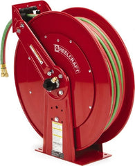 Reelcraft - 24" Long x 13" Wide x 25-3/8" High, 1/4" ID, Spring Retractable Welding Hose Reel - 100' Hose Length, 200 psi Working Pressure, Hose Included - Exact Tooling