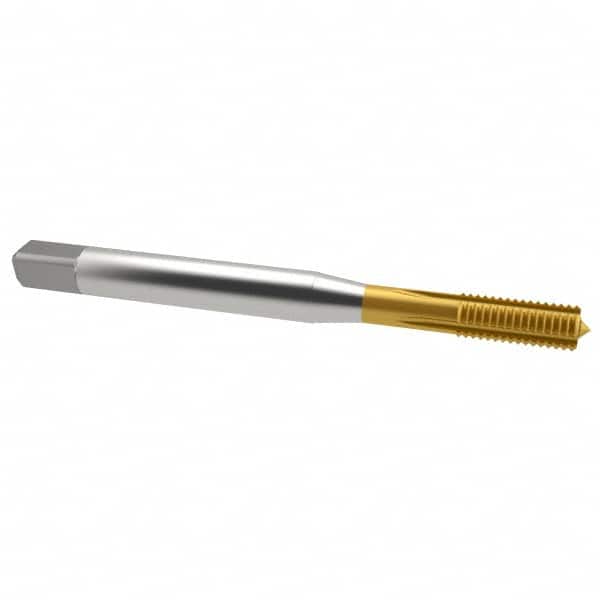 Emuge - 1/4-28 UNF 2BX Modified Bottoming Thread Forming Tap - Cobalt, TiN Finish, 3.15" OAL, 0.669" Thread Length, Right Hand Thread, Series Rekord Druck-S - Exact Tooling