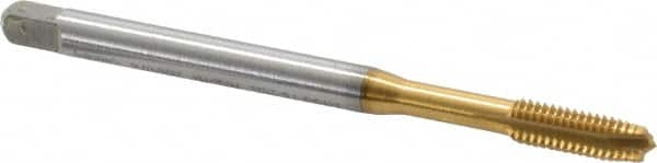 Emuge - #12-28 UNF, 3 Flute, TiN Finish, Cobalt Spiral Point Tap - Plug Chamfer, Right Hand Thread, 2.756" OAL, 0.512" Thread Length, 0.194" Shank Diam, 2B Class of Fit, Series Rekord B - Exact Tooling