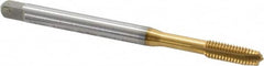 Emuge - #12-28 UNF, 3 Flute, TiN Finish, Cobalt Spiral Point Tap - Plug Chamfer, Right Hand Thread, 2.756" OAL, 0.512" Thread Length, 0.194" Shank Diam, 2B Class of Fit, Series Rekord B - Exact Tooling