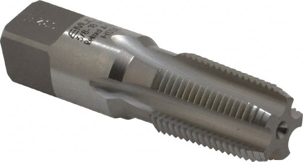 Emuge - 3/8-18 NPT Thread, 5 Flute Standard Pipe Tap - 2-9/16" OAL, 1.06" Thread Length, 0.7" Shank Diam, Bright Finish, Cobalt - Exact Tooling