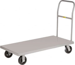 Little Giant - 1,600 Lb Capacity Steel Platform Truck - Steel Deck, 18" OAW, 32" Platform Length x 9" Platform Height, Mold On Rubber Casters - Exact Tooling