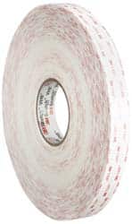 3M - 1" x 36 Yd Acrylic Adhesive Double Sided Tape - 45 mil Thick, White, Acrylic Foam Liner, Continuous Roll, Series 4950 - Exact Tooling