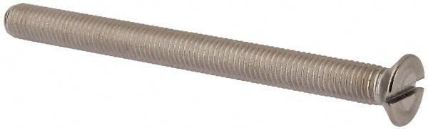 Value Collection - M10x1.50 Metric Coarse, 120mm OAL Slotted Drive Machine Screw - Flat Head, Grade 316 & A4 Stainless Steel, Uncoated, Without Washer - Exact Tooling