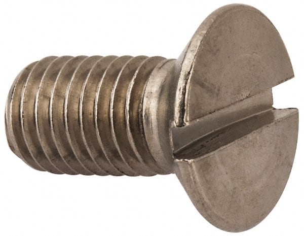 Value Collection - M12x1.75 Metric Coarse, 25mm OAL Slotted Drive Machine Screw - Flat Head, Grade 316 & A4 Stainless Steel, Uncoated, Without Washer - Exact Tooling
