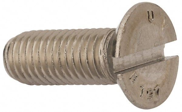 Value Collection - M12x1.75 Metric Coarse, 35mm OAL Slotted Drive Machine Screw - Flat Head, Grade 316 & A4 Stainless Steel, Uncoated, Without Washer - Exact Tooling