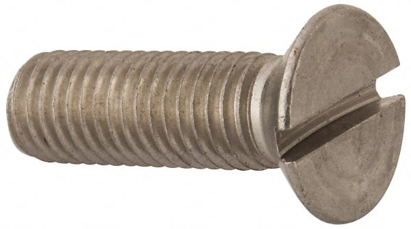 Value Collection - M12x1.75 Metric Coarse, 40mm OAL Slotted Drive Machine Screw - Flat Head, Grade 316 & A4 Stainless Steel, Uncoated, Without Washer - Exact Tooling
