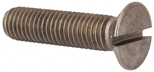 Value Collection - M12x1.75 Metric Coarse, 50mm OAL Slotted Drive Machine Screw - Flat Head, Grade 316 & A4 Stainless Steel, Uncoated, Without Washer - Exact Tooling