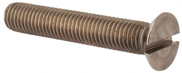 Value Collection - M12x1.75 Metric Coarse, 70mm OAL Slotted Drive Machine Screw - Flat Head, Grade 316 & A4 Stainless Steel, Uncoated, Without Washer - Exact Tooling