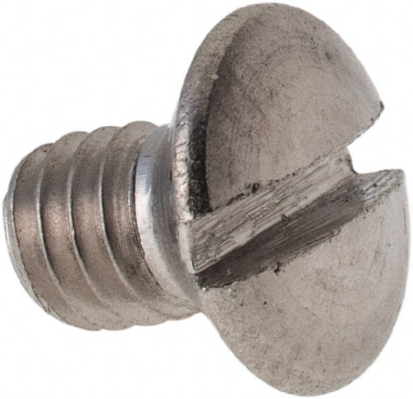 Value Collection - M4x0.70 Metric Coarse, 6mm OAL Slotted Drive Machine Screw - Oval Head, Grade 316 & A4 Stainless Steel, Uncoated, Without Washer - Exact Tooling