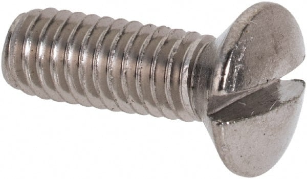 Value Collection - M4x0.70 Metric Coarse, 12mm OAL Slotted Drive Machine Screw - Oval Head, Grade 316 & A4 Stainless Steel, Uncoated, Without Washer - Exact Tooling