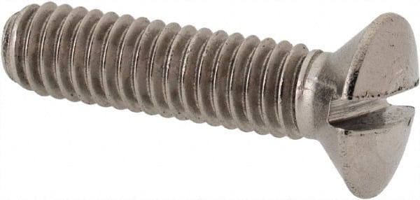 Value Collection - M4x0.70 Metric Coarse, 16mm OAL Slotted Drive Machine Screw - Oval Head, Grade 316 & A4 Stainless Steel, Uncoated, Without Washer - Exact Tooling