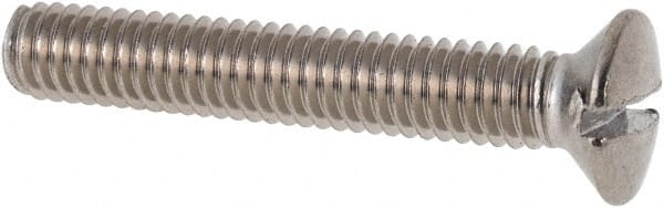 Value Collection - M4x0.70 Metric Coarse, 25mm OAL Slotted Drive Machine Screw - Oval Head, Grade 316 & A4 Stainless Steel, Uncoated, Without Washer - Exact Tooling