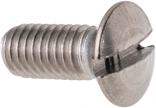 Value Collection - M5x0.80 Metric Coarse, 12mm OAL Slotted Drive Machine Screw - Oval Head, Grade 316 & A4 Stainless Steel, Uncoated, Without Washer - Exact Tooling