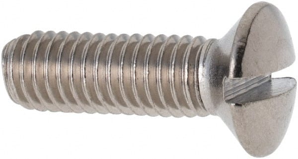 Value Collection - M5x0.80 Metric Coarse, 16mm OAL Slotted Drive Machine Screw - Oval Head, Grade 316 & A4 Stainless Steel, Uncoated, Without Washer - Exact Tooling