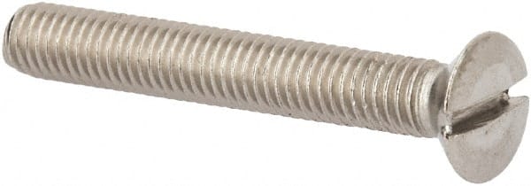 Value Collection - M5x0.80 Metric Coarse, 35mm OAL Slotted Drive Machine Screw - Oval Head, Grade 316 & A4 Stainless Steel, Uncoated, Without Washer - Exact Tooling