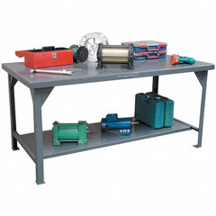 Strong Hold - Stationary Work Benches, Tables Type: Work Table Top Material: 7 Gauge Steel - Exact Tooling