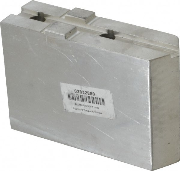 H & R Manufacturing - 12" Chuck Capacity, Tongue & Groove Attachment, Square Soft Lathe Chuck Jaw - Aluminum, 2-1/2" Btw Mount Hole Ctrs, 5-3/4" Long x 1-3/4" Wide x 3-7/8" High, 1/2" Groove - Exact Tooling