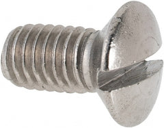 Value Collection - M6x1.00 Metric Coarse, 12mm OAL Slotted Drive Machine Screw - Oval Head, Grade 316 & A4 Stainless Steel, Uncoated, Without Washer - Exact Tooling
