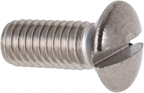 Value Collection - M6x1.00 Metric Coarse, 16mm OAL Slotted Drive Machine Screw - Oval Head, Grade 316 & A4 Stainless Steel, Uncoated, Without Washer - Exact Tooling