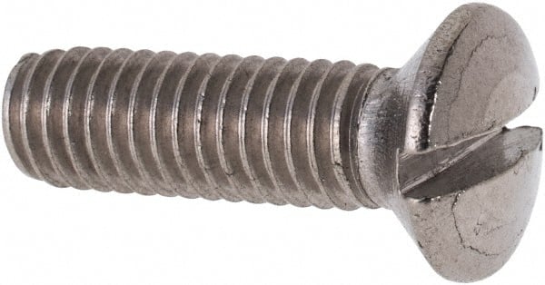 Value Collection - M6x1.00 Metric Coarse, 20mm OAL Slotted Drive Machine Screw - Oval Head, Grade 316 & A4 Stainless Steel, Uncoated, Without Washer - Exact Tooling