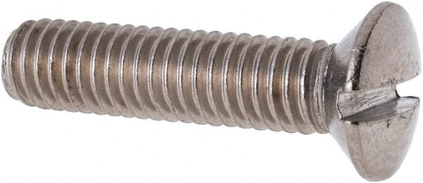 Value Collection - M6x1.00 Metric Coarse, 25mm OAL Slotted Drive Machine Screw - Oval Head, Grade 316 & A4 Stainless Steel, Uncoated, Without Washer - Exact Tooling