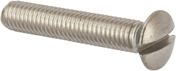 Value Collection - M6x1.00 Metric Coarse, 35mm OAL Slotted Drive Machine Screw - Oval Head, Grade 316 & A4 Stainless Steel, Uncoated, Without Washer - Exact Tooling