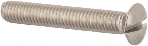 Value Collection - M6x1.00 Metric Coarse, 40mm OAL Slotted Drive Machine Screw - Oval Head, Grade 316 & A4 Stainless Steel, Uncoated, Without Washer - Exact Tooling