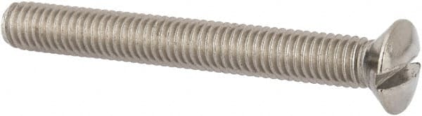 Value Collection - M6x1.00 Metric Coarse, 50mm OAL Slotted Drive Machine Screw - Oval Head, Grade 316 & A4 Stainless Steel, Uncoated, Without Washer - Exact Tooling