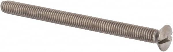 Value Collection - M6x1.00 Metric Coarse, 80mm OAL Slotted Drive Machine Screw - Oval Head, Grade 316 & A4 Stainless Steel, Uncoated, Without Washer - Exact Tooling