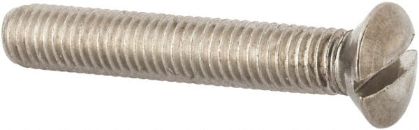 Value Collection - M8x1.25 Metric Coarse, 50mm OAL Slotted Drive Machine Screw - Oval Head, Grade 316 & A4 Stainless Steel, Uncoated, Without Washer - Exact Tooling