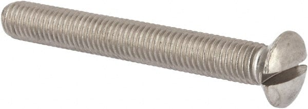 Value Collection - M10x1.50 Metric Coarse, 80mm OAL Slotted Drive Machine Screw - Oval Head, Grade 316 & A4 Stainless Steel, Uncoated, Without Washer - Exact Tooling