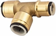 Watts - 3/4 x 1/2 x 3/4" Outside Diam, Lead Free Brass Push-to-Connect Tube Union Tee - 250 Max psi, Tube to Tube Connection, EPDM O-Ring, Lead-Free - Exact Tooling