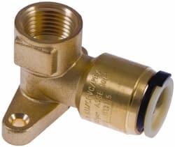Watts - 1/2" Outside Diam, 1/2 FPT, Lead Free Brass Push-to-Connect Tube Female Drop Ear Elbow - 250 Max psi, Tube to Female NPT Connection, EPDM O-Ring, Lead-Free - Exact Tooling