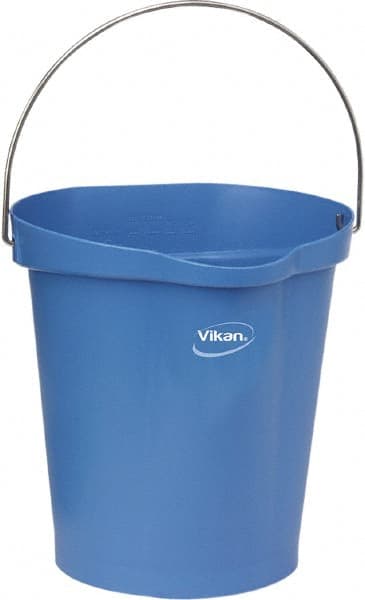 Vikan - 3 Gal, Polypropylene Round Blue Single Pail with Pour Spout - Handle Included - Exact Tooling