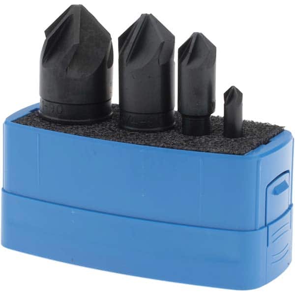 M.A. Ford - 4 Piece, 1/4 to 1" Head Diam, 90° Included Angle, Single End Countersink Set - Exact Tooling