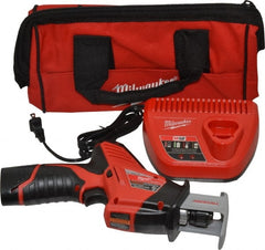 Milwaukee Tool - 12V, 0 to 3,000 SPM, Cordless Reciprocating Saw - 1/2" Stroke Length, 11" Saw Length, 1 Lithium-Ion Battery Included - Exact Tooling