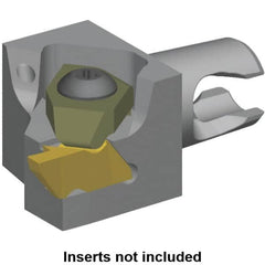 Kennametal - NG2R Insert, 20mm Head Length, Modular Grooving Cutting Unit Head - Right Hand Cut, System Size KM16, Through Coolant, Series Micro Top Notch - Exact Tooling