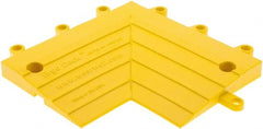 Wearwell - 0.75' Long x 0.5' Wide x 7/8" Thick, Anti-Fatigue Modular Matting Corner Ramp Edge - Male, 2 Interlocking Sides, Yellow, For Dry & Wet Areas, Series 564 - Exact Tooling