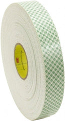 3M - 1/2" x 36 Yd Acrylic Adhesive Double Sided Tape - 62 mil Thick, Off-White, Foam Liner - Exact Tooling